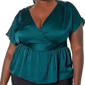 City Chic Tangled Satin Faux Wrap Top NWOT